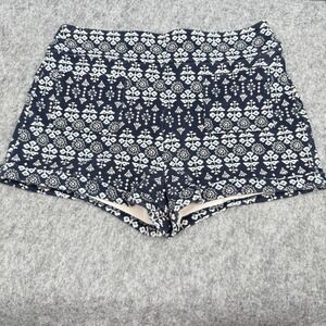 Hollister‎ Womens Patterned Cotton Blend Navy & White High-Waisted Shorts Size M